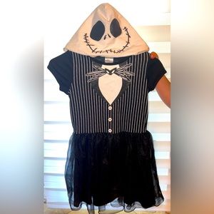 Girls Glittery Jack Skellington Dress with Hood! So cute for the pumpkin patch!